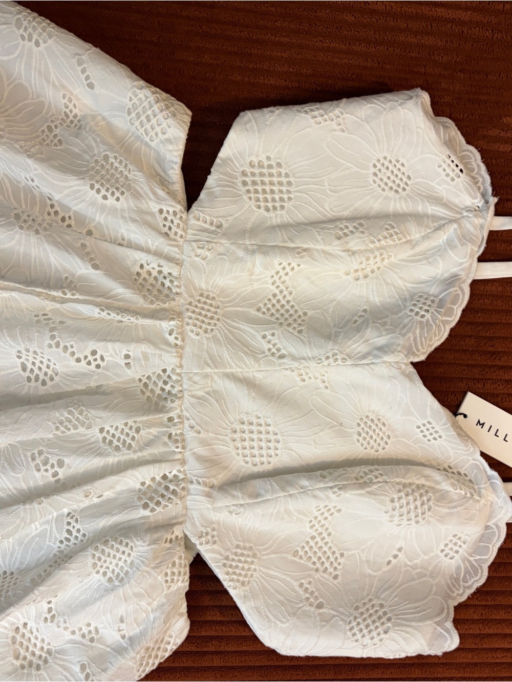 Milly Cream Eyelet Lace Spaghetti Strap Top - Picture 5 of 8